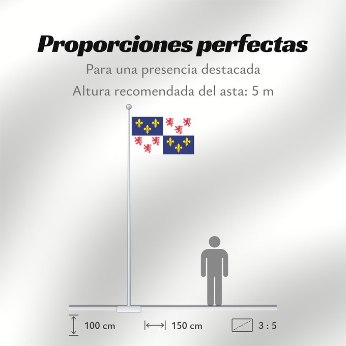 Proporciones de la bandera: Picardie	Region Picardie in France	Région Picardie en France	Picardo	Picard