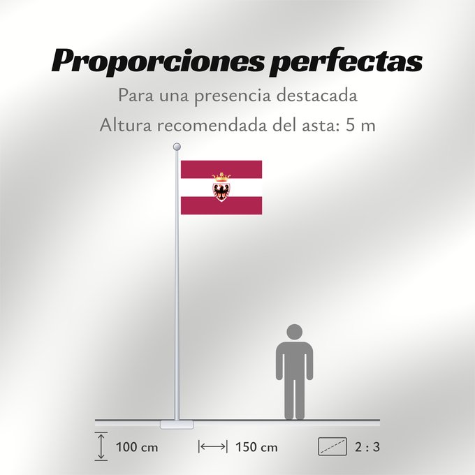Proporciones de la bandera: Trento Province	Autonomous Province of Trento - Trentino	Province Autonome de Trente - Trentin	Provincia Autónoma de Trento - Trentino	Autonomen Provinz Trient - Trentino/Welschtirol	Provincia Autonoma di Trento - Trentino	Autonome Provincie Trente - Tren