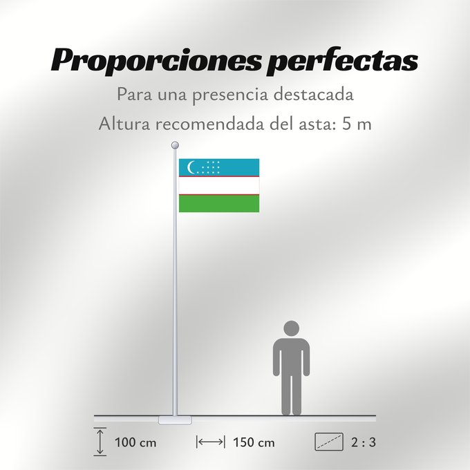 Proporciones de la bandera: Uzbekistan	Ouzbékistan	República de Uzbekistán	Usbekistan	Repubblica dell Uzbekistan	Oezbekistan	Nacional da República do Uzbequistão	علم جمهورية أوزبكستان	Özbəkistan Respublikasının Dövlət	Дзяржаўны Сцяг Рэспублікі Ўзбекістан	Дзяржаўны Сьцяг Рэспублікі Ў