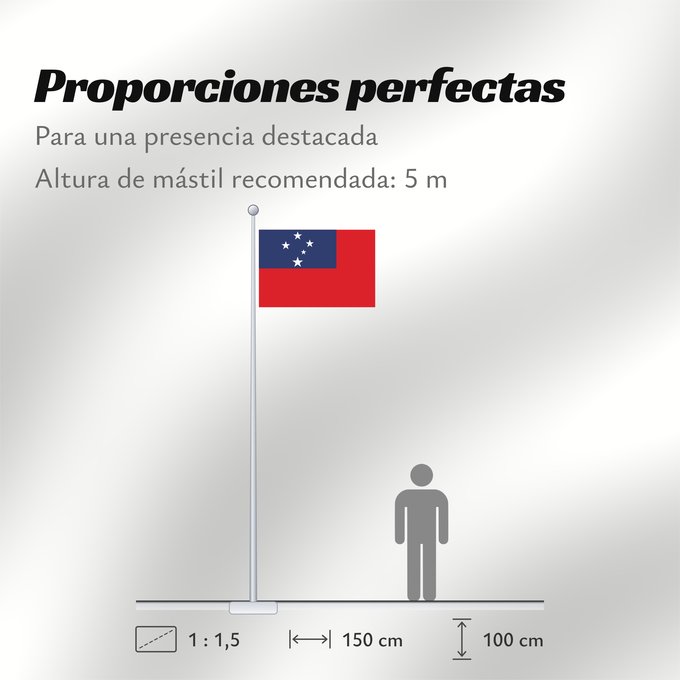 Proporciones de la bandera: Samoa	Pīwari o Hāmoa	Samoe	Fu‘a o Sāmoa