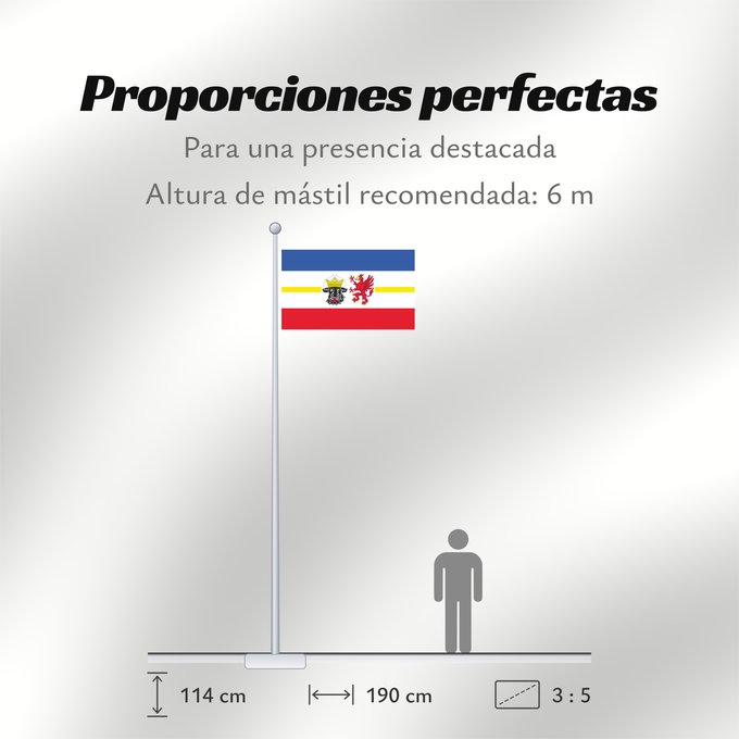 Proporciones de la bandera: Mecklenburg-Western Pomerania Mecklenburg-Vorpommern Mecklembourg-Poméranie-Occidentale Mecklemburgo-Pomerania Occidental Meclemburgo-Pomerania Anteriore