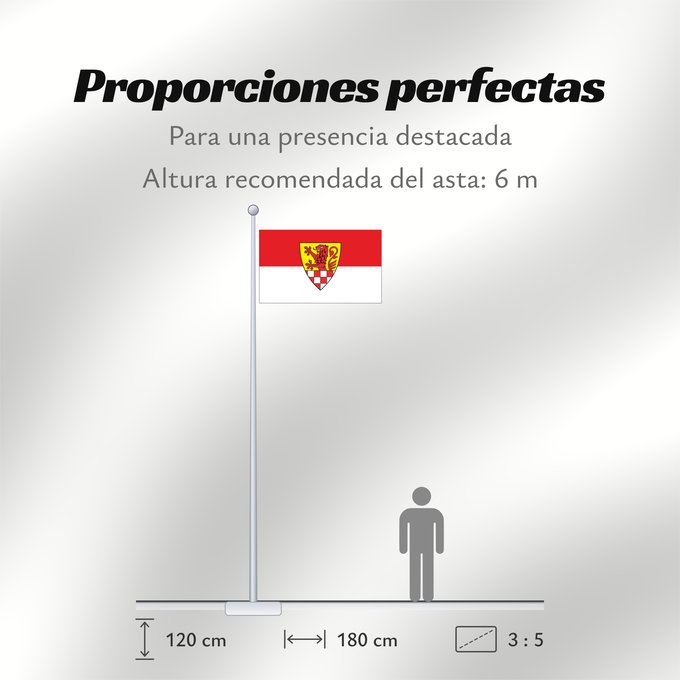 Proporciones de la bandera: Kreis Unna	Unna District	District de Unna	Distrito de Unna	Beschreibung der Flagge  Der Kreis führt eine Flagge mit den Grundfarben rot-weiß und dem Kreiswappen	Distretto di Unna