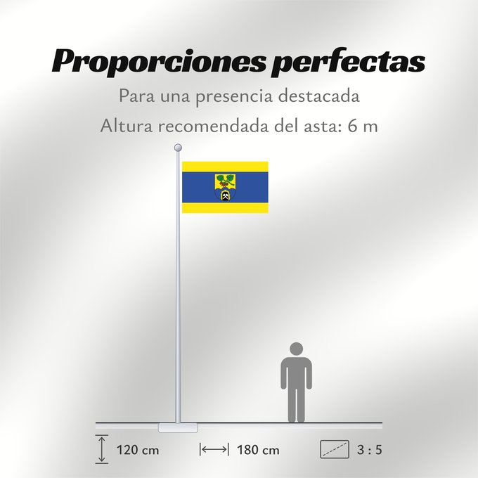 Proporciones de la bandera: Sprockhoevel Beschreibung der Flagge Von Gelb zu Blau zu Gelb im Verhältnis 1 3 1 quergestreift