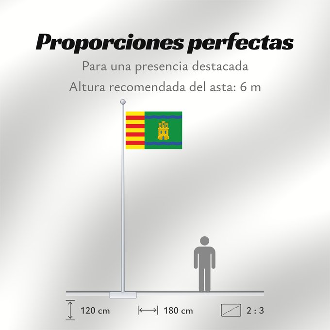Proporciones de la bandera: Alcolea del Cinca Municipal de Alcolea del Cinca Huesca Paño verde