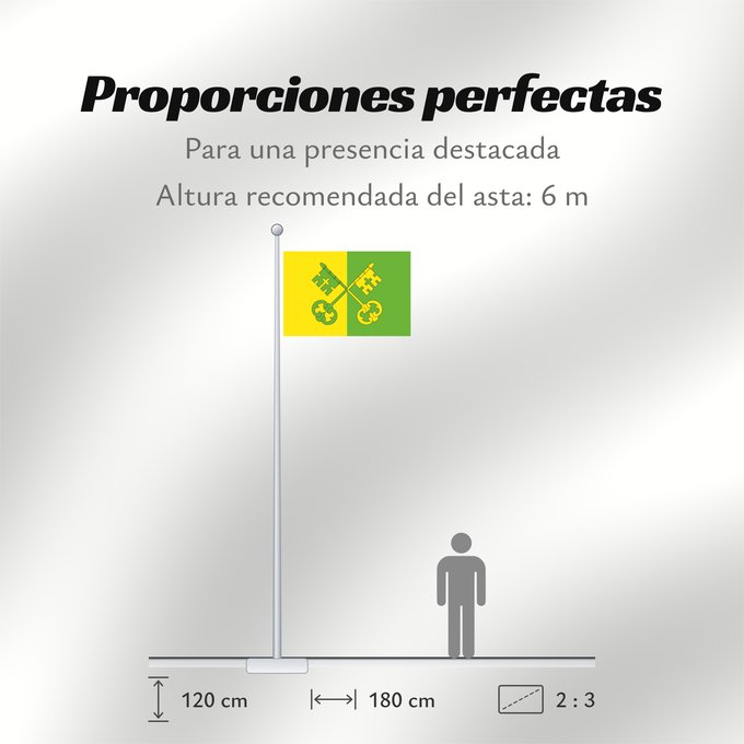 Proporciones de la bandera: D Alfés Alfés Proporciones 2 3, bicolor vertical amarillo y verde claro Apaïsada