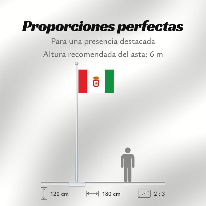 Proporciones de la bandera: Algodonales Spain Algodonales, in Cádiz province, Spain Algodonales Vez y media más larga que ancha