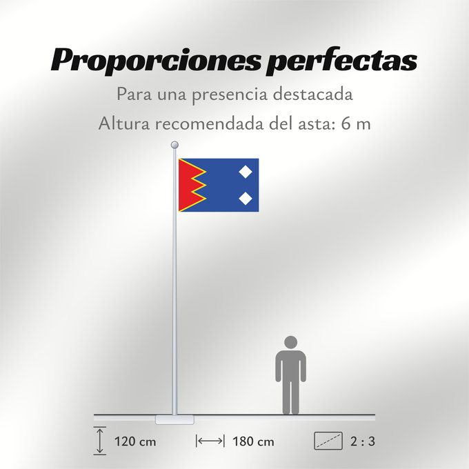 Proporciones de la bandera: Arcos de las Salinas	Arcos de las Salinas - Teruel - Spain	Arcos de las Salinas - Teruel - España paño de proporción 2/3, azul; al tercio del asta un dentado rojo de tres