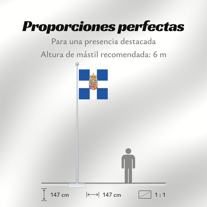 Proporciones de la bandera: Standard of members of the Greek Royal Family  1936-1967	Standard of the Royal Family of Greece	Étendard des membres de la famille royale grecque (1936-1967)	Estandarte de los miembros de la Familia Real Griega (1936-1967)	Standarte der Mitglieder der gri