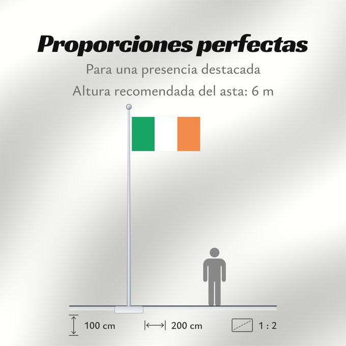 Proporciones de la bandera: Ireland	Note that the green portion of the flag was designed to represent the majority Catholic residents of the island	La partie verte du drapeau représente la majorité catholique de l île	Es notable el hecho que la parte verde de la bandera representa l