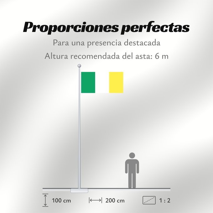 Proporciones de la bandera: Ireland gold A homemade variant of Irish Tricolour Irlande (variante dorée) Irlanda (variante dorada) Irland (Goldvariante) Variante della bandiera irlandese