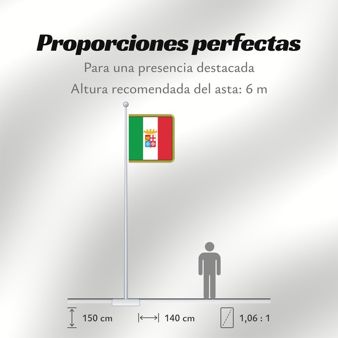 Proporciones de la bandera: Combat flag of the Italian Navy  front	Front of the combat flag of the Italian Navy	Fronte della bandiera di combattimento della Marina Militare