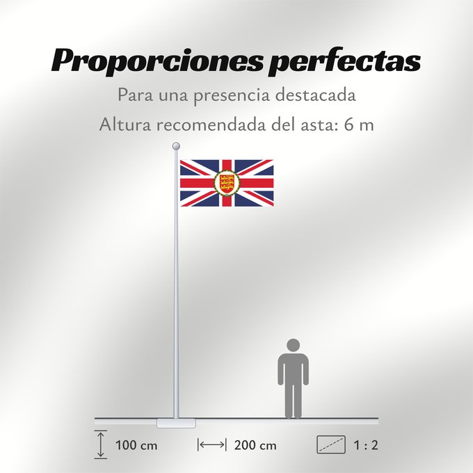 Proporciones de la bandera: Lieutenant Governor of Jersey Lieutenant-Gouverneur de Jersey Teniente Gobernador de Jersey Lieutenant Governor von Jersey Luogotenente Governatore di Jersey
