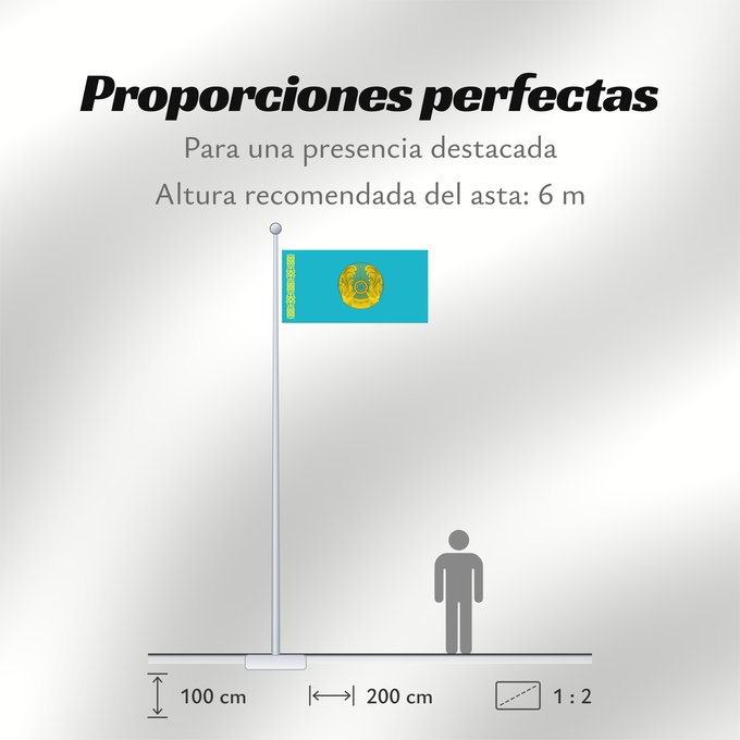 Proporciones de la bandera: President of Kazakhstan	Standard of the President of Kazakhstan	Étendard présidentiel du Kazakhstan	Estandarte presidencial de Kazajistán	Standarte des Präsidenten von Kasachstan	Stendardo presidenziale del Kazakistan	Қазақстан президентінің байрағы	Штанд