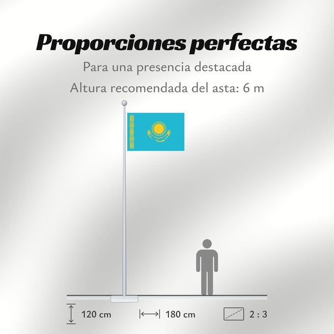 Proporciones de la bandera: Kazakhstan Kazajistán Kasachstan Repubblica del Kazakistan Kazachstan Qazaxıstan Respublikasının Сцяг Казахстана Национално знаме на Казахстан কাজাখস্তানের জাতীয় পতাকা Banniel br Kazakstan Kazahstana Kazachstánu Казахстан Республикин ялавӗ Kazaĥio Ղազախս