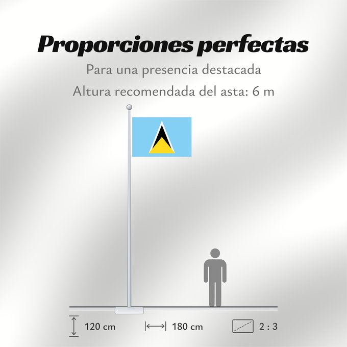 Proporciones de la bandera: Saint Lucia	Sainte-Lucie	Santa Lucía	Saint Lucias	St. Lucia	Santa Llucía	Sent Lisi	სენტ-ლუსიას დროშა	Sen Lusia	Флаг Сент-Люсии	Saint Lucije