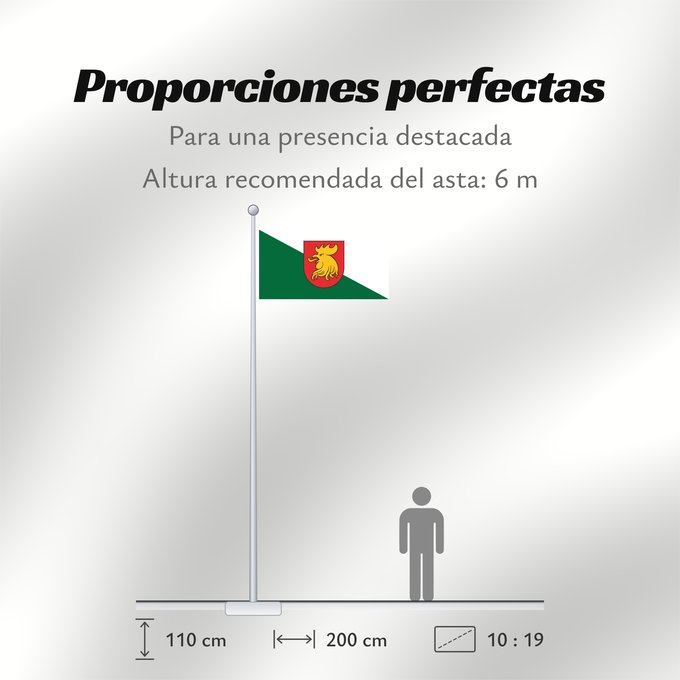 Proporciones de la bandera: Madona	City of Madona, Latvia	Stadt Madona, Lettland	Madona, Letònia	Madonas pilsētas karogs Madonas pilsētas karoga apraksts Madonas pilsētas karogs ir taisnstūra audums ar platuma un augstuma proporcijas attiecību 2 1. Diagonāle sadala karogu divos trij