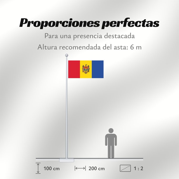 Proporciones de la bandera: Moldova reverse Moldova (reverse) Moldavie (revers) Moldavia (reverso) Moldau (Revers) Moldavia (rovescio) Стягул Републичий Молдова Republicii Moldova, revers