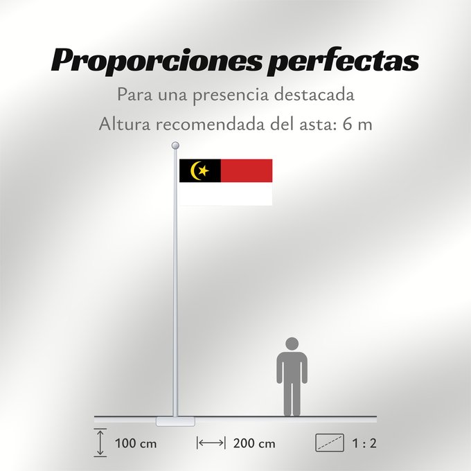Proporciones de la bandera: Malacca	Malaca	Malakka	Malaysian state Malacca. Drawn by Mysid