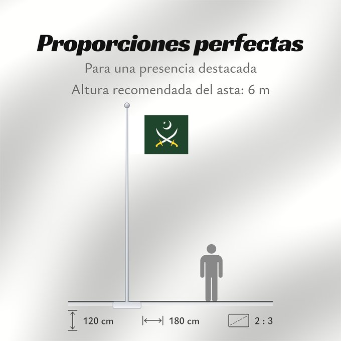 Proporciones de la bandera: Pakistani Army	Pakistan Army	Armée pakistanaise	Ejército de Pakistán	Pakistanische Armee	Esercito pakistano