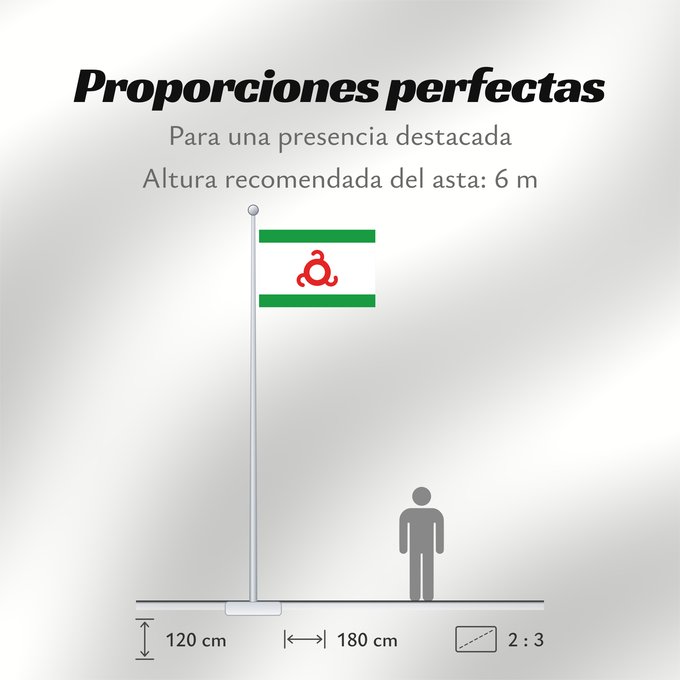 Proporciones de la bandera: Ingushetia	Republic of Ingushetia	Inguschetien	Inguscezia	Флаг Ингушетии