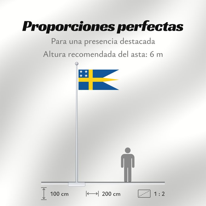 Proporciones de la bandera: Naval Rank Flag of Sweden - Amiralsflagga	Swedish naval rank flag for an Admiral	Flagga för Amiral/General