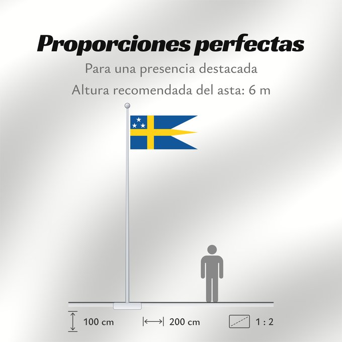 Proporciones de la bandera: Naval Rank Flag of Sweden - Viceamiralsflagga	Swedish naval rank flag for a Vice Admiral	Flagga för Viceamiral/Generallöjtnant