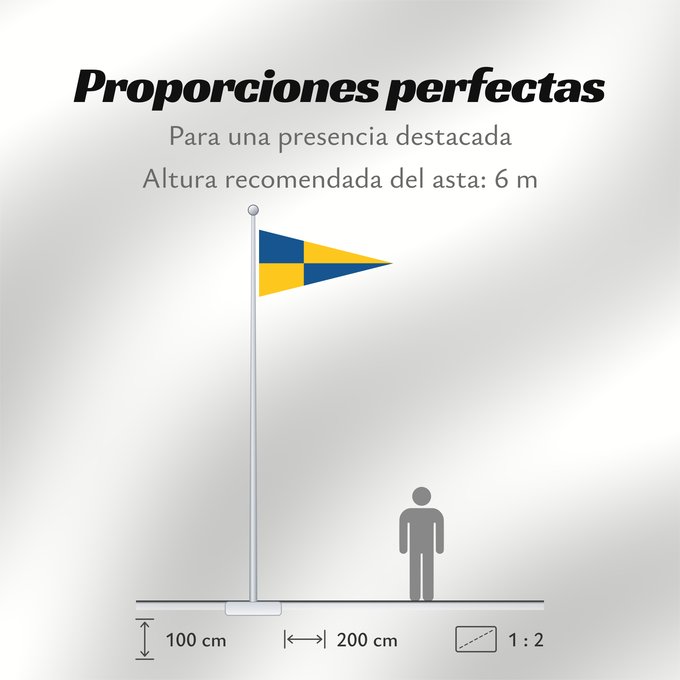 Proporciones de la bandera: Sweden - Fiskeriinspektionen Pennant of the Swedish Fishing Inspection Flamme de l'Inspection des pêches suédoise Gallardete de la Inspección de Pesca de Suecia Fiskeriinspektionens vimpel Vessillo dell'Ispettorato della Pesca svedese