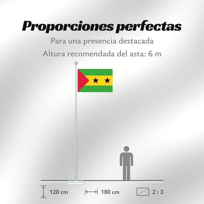 Proporciones de la bandera: Sao Tome and Principe Sao Tomé-et-Principe Santo Tomé y Príncipe São Tomé und Príncipe Sao Tome e Principe