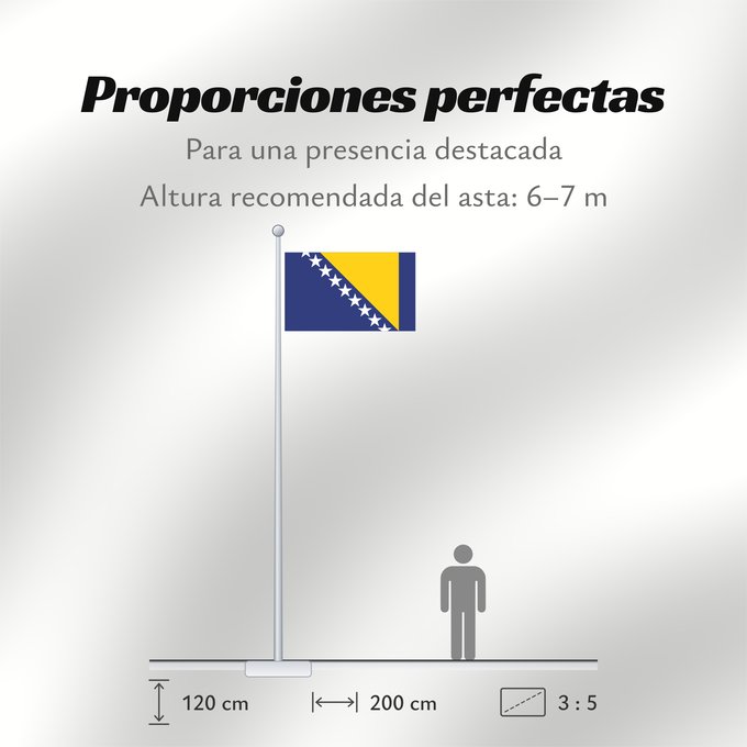 Proporciones de la bandera: Bosnia and Herzegovina Bosnie-Herzégovine Bosnia y Herzegovina Bosnien und Herzegowina Bosnia-Erzegovina Bosnië en Herzegovina Bośni i Hercegowiny علم البوسنة والهرسك Bosne i Hercegovine Bosny a Hercegoviny Боснꙑ ꙁнамѧ / Ⰱⱁⱄⱀⱏⰺ ⰸⱀⰰⰿⱔ Bosnien-Hercegovinas