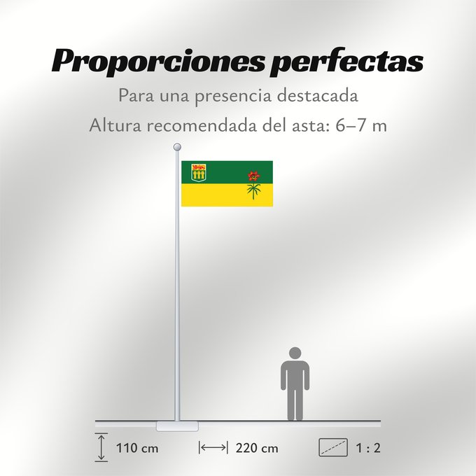 Proporciones de la bandera: Saskatchewan Banniel proviñs Saskatchewan, Kanada