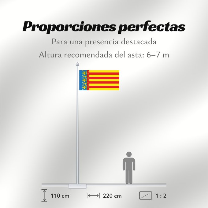 Proporciones de la bandera: Land of Valencia  official	Land of Valencia, 1 2 ratio	Valencia Community	Comunidad Valenciana, proporciones 1 2	Valencian Community	Comunità Valenciana	D o Comunidat Balenziana	Comunidá Valenciana	Comunitat Valenciana, proporcions 1 2	Valentziako Erkideg