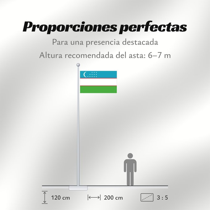 Proporciones de la bandera: Uzbekistan	Ouzbékistan	República de Uzbekistán	Usbekistan	Repubblica dell Uzbekistan	Oezbekistan	Nacional da República do Uzbequistão	علم جمهورية أوزبكستان	Özbəkistan Respublikasının Dövlət	Дзяржаўны Сцяг Рэспублікі Ўзбекістан	Дзяржаўны Сьцяг Рэспублікі Ў