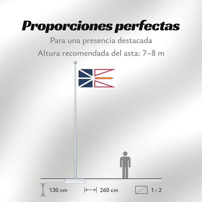 Proporciones de la bandera: Newfoundland and Labrador	Terre-Neuve-et-Labrador	Terranova y Labrador	Neufundland und Labrador	Terranova	Banniel Douar-Nevez ha Labrador