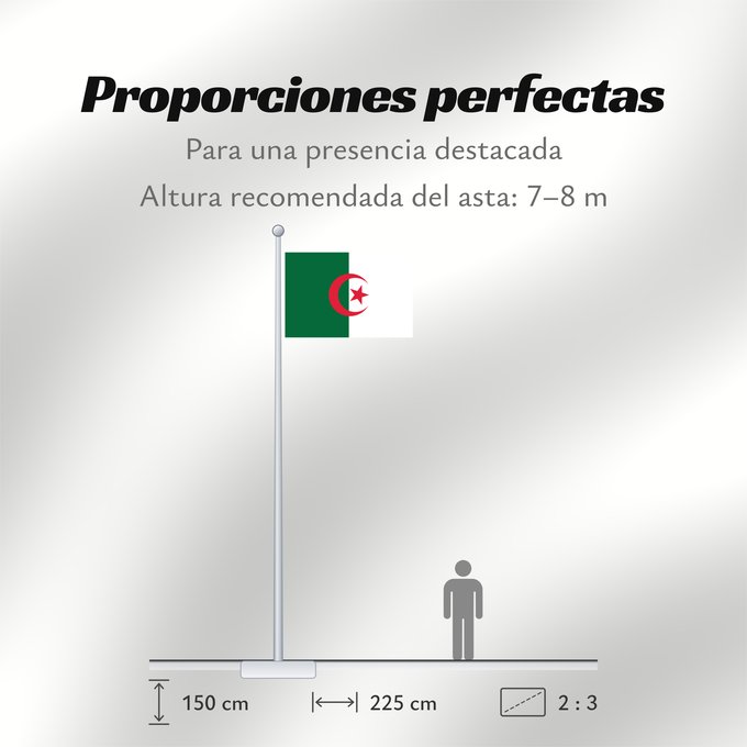 Proporciones de la bandera: Algeria L Algérie Argelia Algerien Dell Algeria Algerije Argélia Algierii Vo Algérie علم الجزائر Σημαία της Αλγερίας Alĝerio Algerian דגל אלג יריה Algéria Aljazair アルジェリアの国旗 Asenǧaq n Dzayer 알제리의 국기 Drapèu d Argeria Флаг Алжира Alžirije Algeriets ⴰⵏⴰⵢ ⴰⴷⵣ