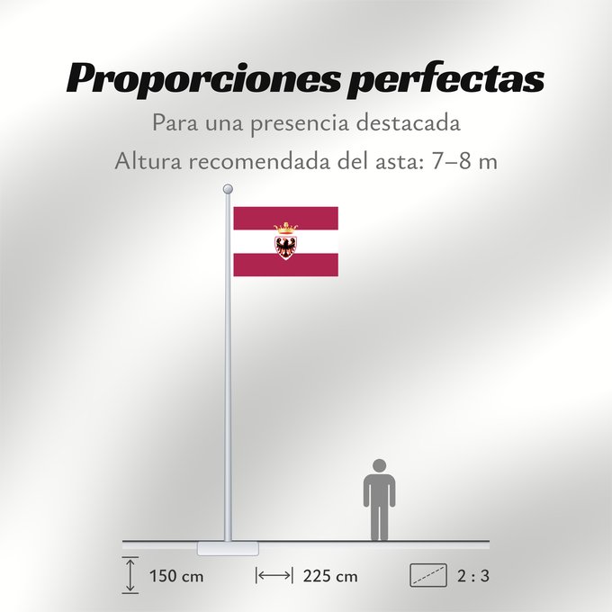 Proporciones de la bandera: Trento Province Autonomous Province of Trento - Trentino Province Autonome de Trente - Trentin Provincia Autónoma de Trento - Trentino Autonomen Provinz Trient - Trentino/Welschtirol Provincia Autonoma di Trento - Trentino Autonome Provincie Trente - Tren