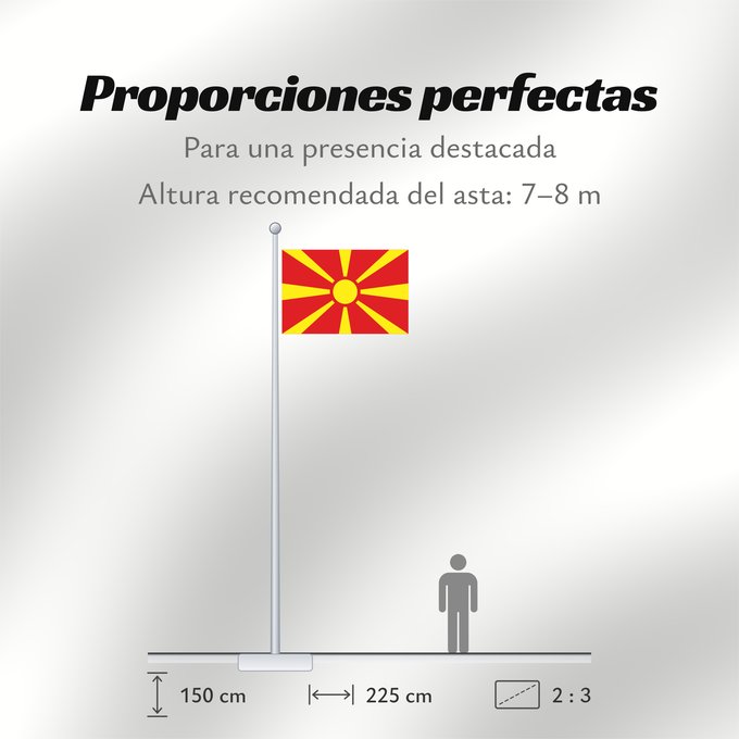 Proporciones de la bandera: Macedonia Republic of Macedonia République de Macédoine República de Macedonia Republik Mazedonien Repubblica di Macedonia Republiek Macedonië Macedonii علم مقدونيا Знамето на Република Македония Makedoonia lipp マケドニアの国旗 Знаме на Република Македонија Drža