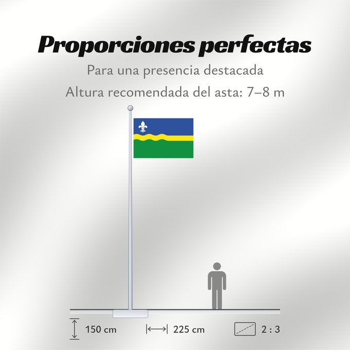 Proporciones de la bandera: Flevoland	Flevoland 	Flevolanda	Fan Flevolân	Vlage van Flevolaand	Vlagge van Flevoland