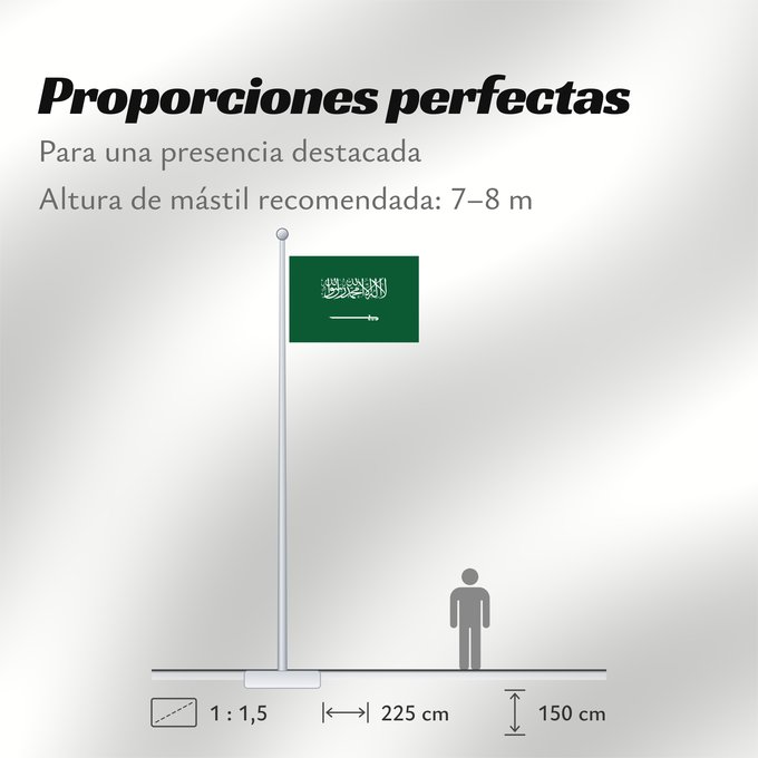 Proporciones de la bandera: Civil Ensign of Saudi Arabia  obverse	Saudi Arabia	Arabie saoudite	Arabia Saudita	Saudi-Arabien	الشعار المدني في الأعلى على الركن الأيمن للعلم، ومعدل التناسب ٢ ٣