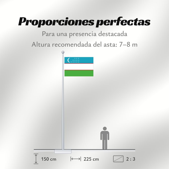 Proporciones de la bandera: Uzbekistan	Ouzbékistan	República de Uzbekistán	Usbekistan	Repubblica dell Uzbekistan	Oezbekistan	Nacional da República do Uzbequistão	علم جمهورية أوزبكستان	Özbəkistan Respublikasının Dövlət	Дзяржаўны Сцяг Рэспублікі Ўзбекістан	Дзяржаўны Сьцяг Рэспублікі Ў