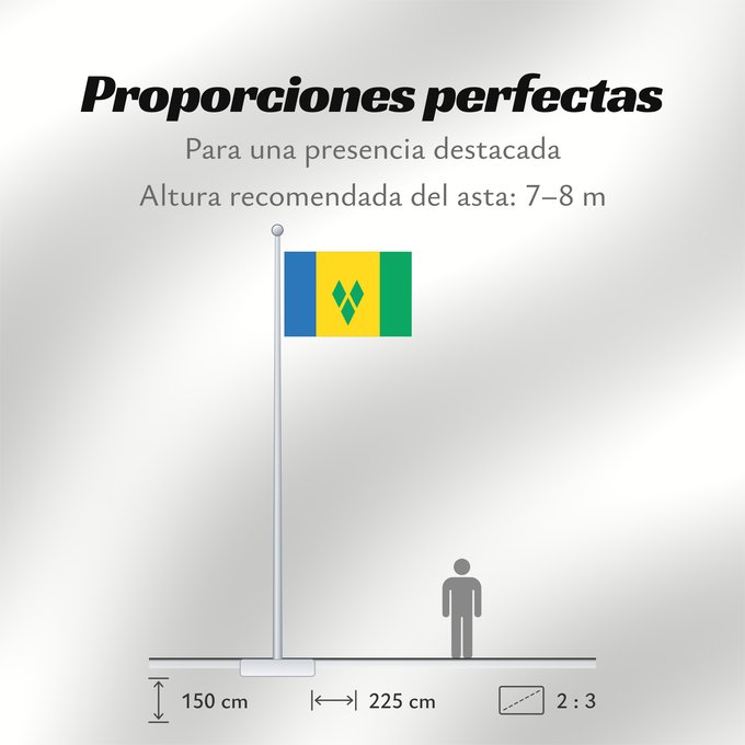 Proporciones de la bandera: Saint Vincent and the Grenadines	Saint-Vincent-et-les Grenadines	San Vicente y las Granadinas	St. Vincent und die Grenadinen	Saint Vincent e Grenadine	Флаг Сент-Винсента и Гренадин	Saint Vincenta in Grenadin