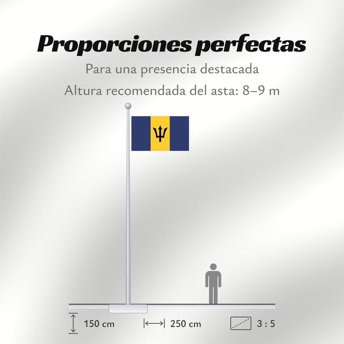 Proporciones de la bandera: Barbados	Barbade	Barbado	Barbadoksen	Ala Barbadosê	Флаг Барбадоса	Barbadosa
