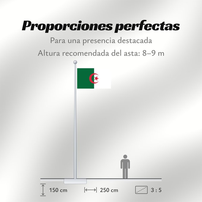 Proporciones de la bandera: Algeria L Algérie Argelia Algerien Dell Algeria Algerije Argélia Algierii Vo Algérie علم الجزائر Σημαία της Αλγερίας Alĝerio Algerian דגל אלג יריה Algéria Aljazair アルジェリアの国旗 Asenǧaq n Dzayer 알제리의 국기 Drapèu d Argeria Флаг Алжира Alžirije Algeriets ⴰⵏⴰⵢ ⴰⴷⵣ