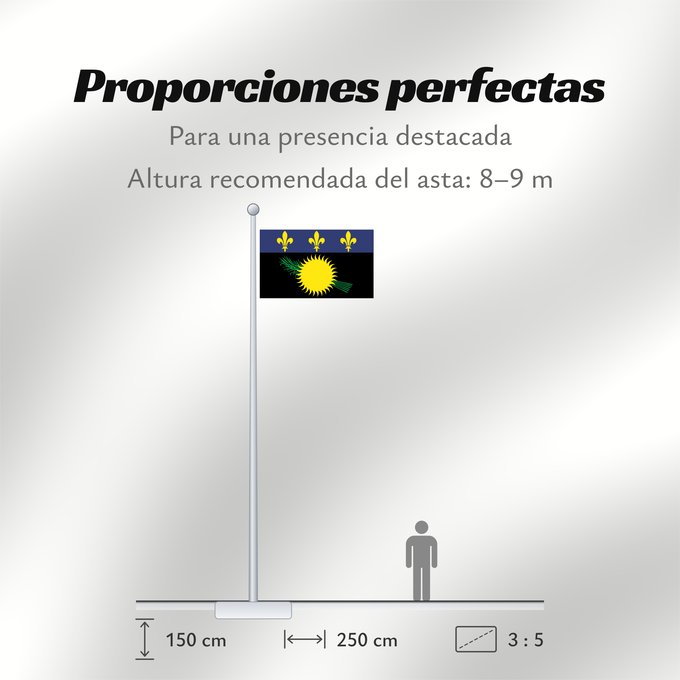Proporciones de la bandera: Unofficial flag of Guadeloupe  local	Unofficial local flag of Guadeloupe	Guadeloupe	Guadalupe. Uso no oficial	Guadalupa