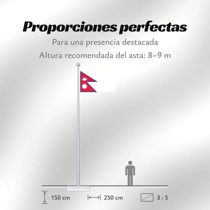Proporciones de la bandera: Nepal Népal علم نيبال নেপালের জাতীয় পতাকা নেপালর ফিরালহান Banniel Nepal Nepala Nepálská vlajka Σημαία του Νεπάλ Nepalo Nepali lipp Nepalgo bandera Nepalin नेपाल का ध्वज Nepál ネパールの国旗 Nepālas Знаме на Непал Nepals flagg नेपालको झण्डा Det nepalske flagget