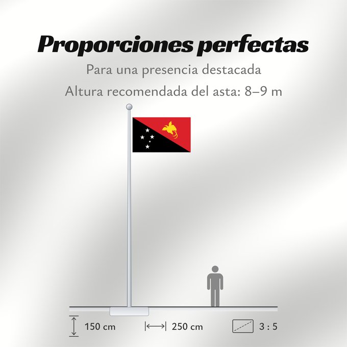 Proporciones de la bandera: Papua New Guinea	Papua New GuineaColours Pantone 186 C for red and 116 C for yellow	Papouasie-Nouvelle-Guinée	Papúa Nueva Guinea	Papua-Neuguineas	Papua Nuova Guinea	Papoea-Nieuw-Guinea	Papua-Nova Guiné	Papui-Nowej Gwinei	علم بابوا غينيا الجديدة	পাপুয়া নি