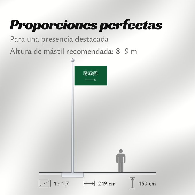 Proporciones de la bandera: Civil Ensign of Saudi Arabia  obverse	Saudi Arabia	Arabie saoudite	Arabia Saudita	Saudi-Arabien	الشعار المدني في الأعلى على الركن الأيمن للعلم، ومعدل التناسب ٢ ٣