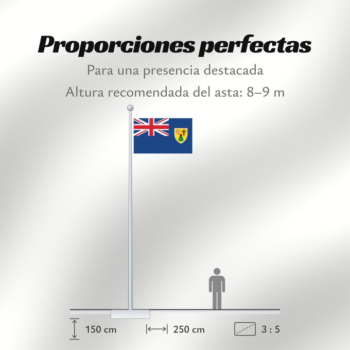 Proporciones de la bandera: Turks and Caicos Islands	Turques et caiques !Îles Turques-et-Caïques	Islas Turcas y Caicos	Turks- und Caicosinseln	Turks e Caicos	Ynysoedd Turks a Caicos	DTurcach agus Caicos	Turks ha Kaykos	Флаг Тёркса и Кайкоса