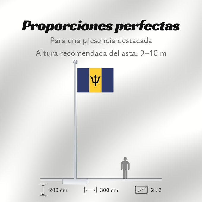 Proporciones de la bandera: Barbados	Barbade	Barbado	Barbadoksen	Ala Barbadosê	Флаг Барбадоса	Barbadosa