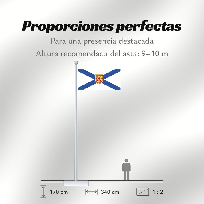 Proporciones de la bandera: Nova Scotia Nouvelle-Écosse Nueva Escocia Banniel proviñs Skos-Nevez Nova Scotia