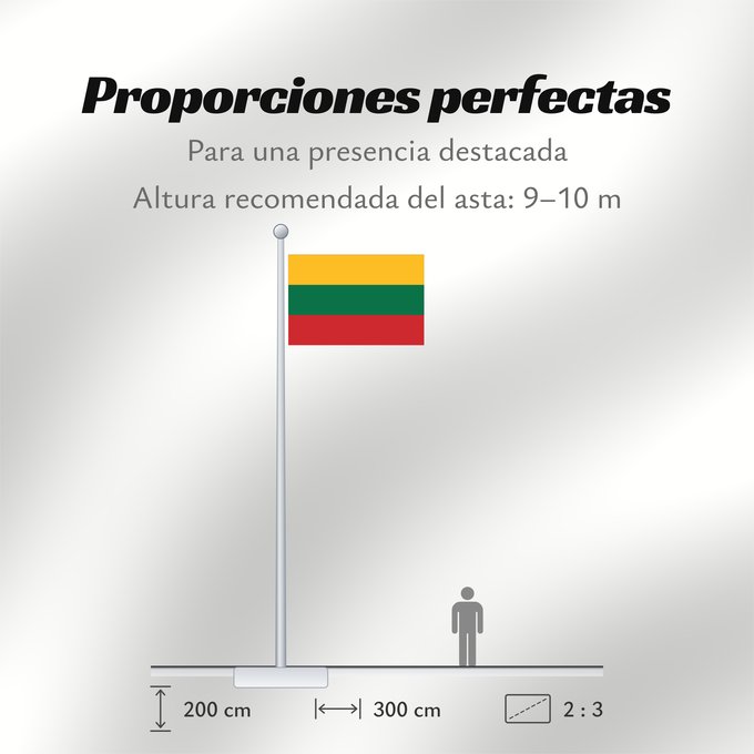 Proporciones de la bandera: Lithuania Lituanie Lituania Litauen Lituana Litouwen Lituânia Litwy Сцяг Літвы Сьцяг Летувы Национално знаме на Литва Litevská vlajka Litauens Σημαία της Λιθουανίας Litovio Leedu lipp Liettuan Liotuáine דגל ליטא Litve Litvánia リトアニアの国旗 ლიტვის დროშა Lietuv